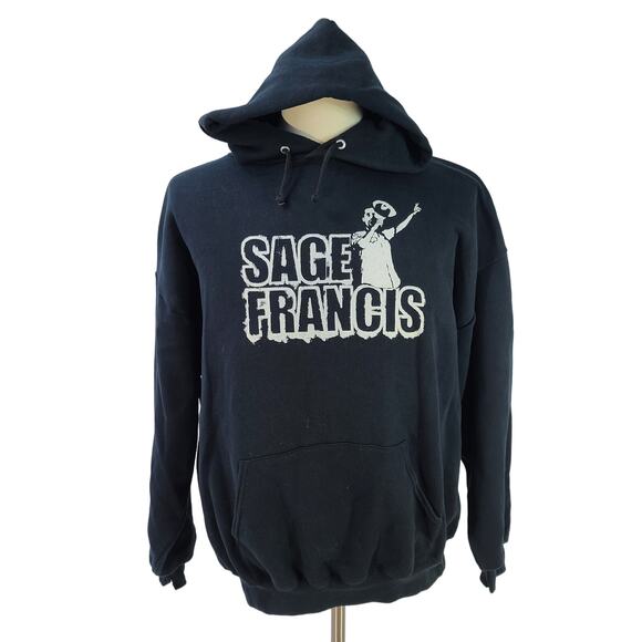 Sage Francis Tour 2005 A Healthy Distrust Dark Blue Hoodie Shirt Sweatshirt 2X - Picture 1 of 3